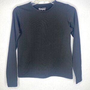Thermajane, girl's XL, black base layer long sleeved top with fleece lining. EUC